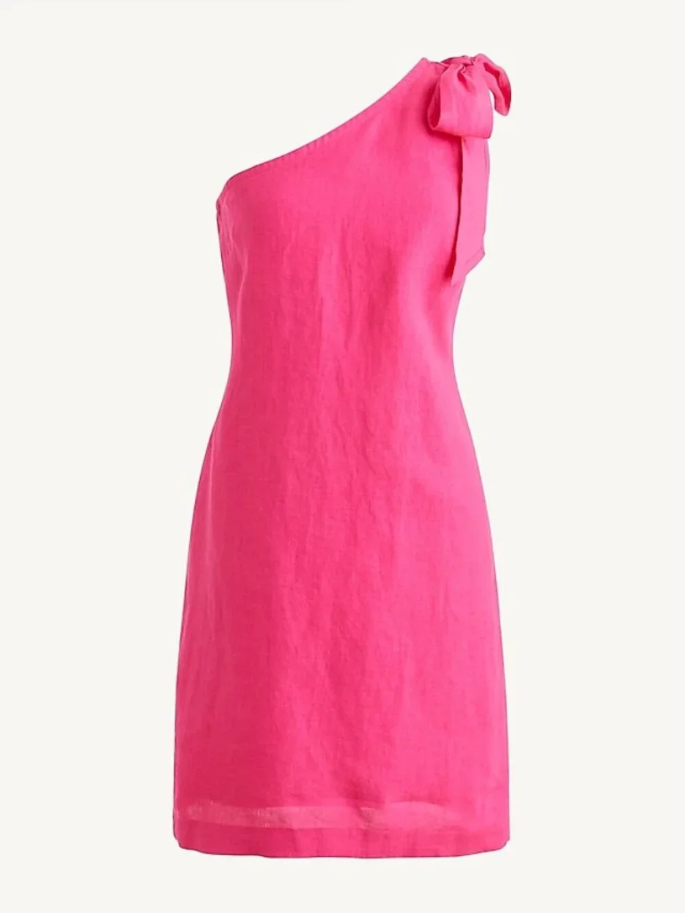 J Crew Women Fuchsia One-shoulder linen shift dress Crisp Begonia XS